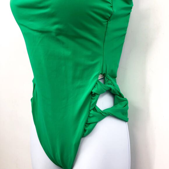 BECCA Baja Mar One Piece Swimsuit Small Green Verde Bow Side Open Back NWT - Picture 9 of 11